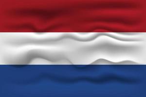 Waving flag of the country Netherlands. Vector illustration.