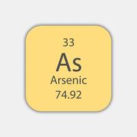 Arsenic symbol. Chemical element of the periodic table. Vector illustration.