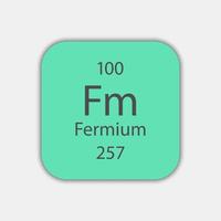 Fermium symbol. Chemical element of the periodic table. Vector illustration.