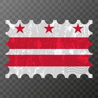 Postage stamp with District of Columbia state grunge flag. Vector illustration.