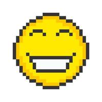 Smiling face icon. Pixel art emoticons. Vector illustration.