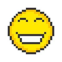 Smiling face icon. Pixel art emoticons. Vector illustration.