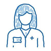 woman doctor doodle icon hand drawn illustration vector