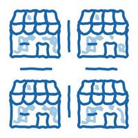 franquicia negocios edificios doodle icono dibujado a mano ilustración vector