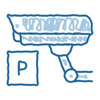 ilustración de dibujado a mano de icono de doodle de videocámara de estacionamiento vector