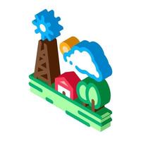 torre de comunicación en la aldea icono isométrico ilustración vectorial vector