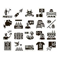 Protest And Strike Glyph Set Vector