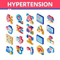 Hypertension Disease Isometric Icons Set Vector