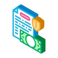 money banknote and insurance agreement isometric icon vector illustration