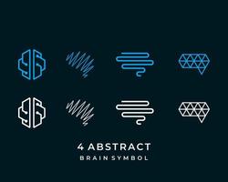 Four brain symbol abstract logo design. vector