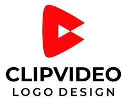 C letter monogram video play logo design. vector