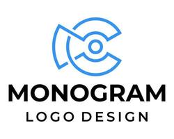 C letter monogram technology logo design. vector