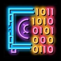 Computer Hacking with Binary Code neon glow icon illustration vector