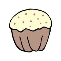 cupcake en estilo garabato aislado sobre fondo blanco vector