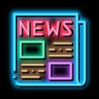 News Newspaper neon glow icon illustration vector