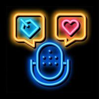 Microphone Label neon glow icon illustration vector