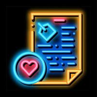 Document Heart neon glow icon illustration vector