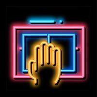 Hand Scanning neon glow icon illustration vector