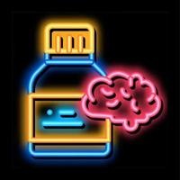 Bottle Pills Brain neon glow icon illustration vector