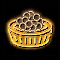 ilustración de icono de brillo de neón de caviar en cesta vector