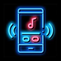ilustración de icono de brillo de neón de reproductor de audio de música de teléfono vector