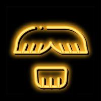 Face Mustache Chin Hair neon glow icon illustration vector