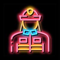 Firefighter Silhouette neon glow icon illustration vector