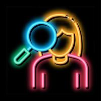 Woman And Magnifier neon glow icon illustration vector