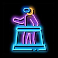 man with glasses learns virtual reality neon glow icon illustration vector