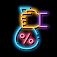 Hand Giving Percent neon glow icon illustration vector