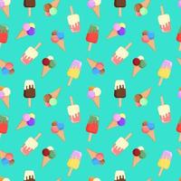seamless pattern ice cream on a blue-gray background vector