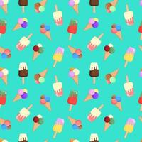 seamless pattern ice cream on a blue-gray background vector