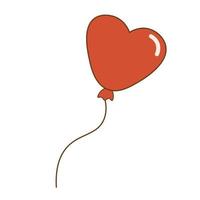 globo rojo en forma de corazón en estilo retro. día de San Valentín. aislar sobre fondo blanco vector