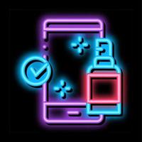 disinfection mobile phone neon glow icon illustration vector