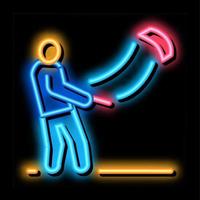 man with kite neon glow icon illustration vector