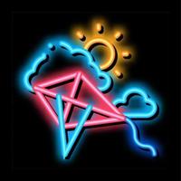 kite flying in sunny weather neon glow icon illustration vector