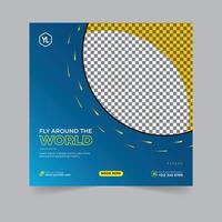 Travel social media post business webinar for social media story, business post or stories banner template geometric shape design for attractive abstract elements post background space vector