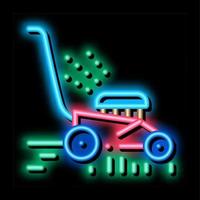 lawn mower machine neon glow icon illustration vector