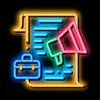 business contract loudspeaker neon glow icon illustration vector