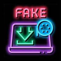 downloading fake video neon glow icon illustration vector