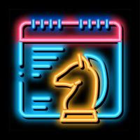 ajedrez caballo calendario neón resplandor icono ilustración vector