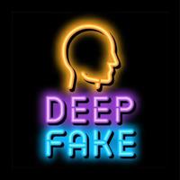 deepfake human face neon glow icon illustration vector