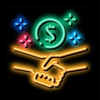 business contract handshake neon glow icon illustration vector