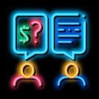 businessmen agree payment neon glow icon illustration vector