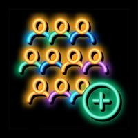 adding new employees neon glow icon illustration vector