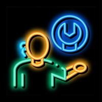 contact help setting problems neon glow icon illustration vector