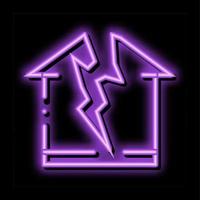 lightning destroyed house neon glow icon illustration vector
