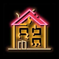 collapse of old house neon glow icon illustration vector