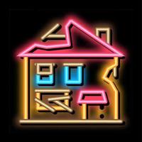 ruined house neon glow icon illustration vector