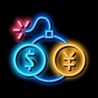 currency trading bomb neon glow icon illustration vector